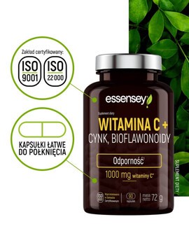 Essensey Witamina C + Cynk, Bioflawonoidy, kapsułki, 90 szt.