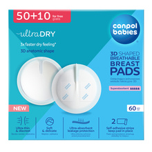 Canpol Babies Ultra Dry, oddychające ultrachłonne wkładki laktacyjne 3D, 60 szt. (50 + 10 GRATIS)