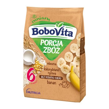 BoboVita Porcja Zbóż, kaszka mleczna, bananowa, kukurydziano-ryżowa, 210 g