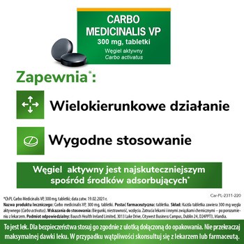 Carbo Medicinalis VP, 300 mg, tabletki, 20 szt.