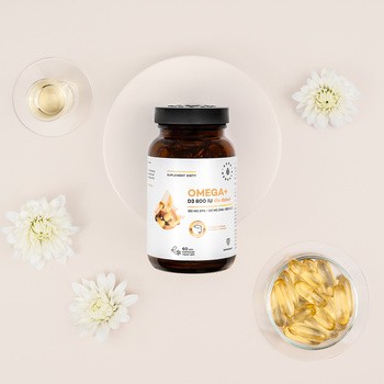 Aura Herbals Omega + Witamina D3 800 IU dla dzieci, kapsułki miękkie, 60 szt.