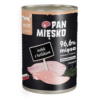 Pan Mięsko, karma mokra dla kota, indyk z królikiem, 400 g