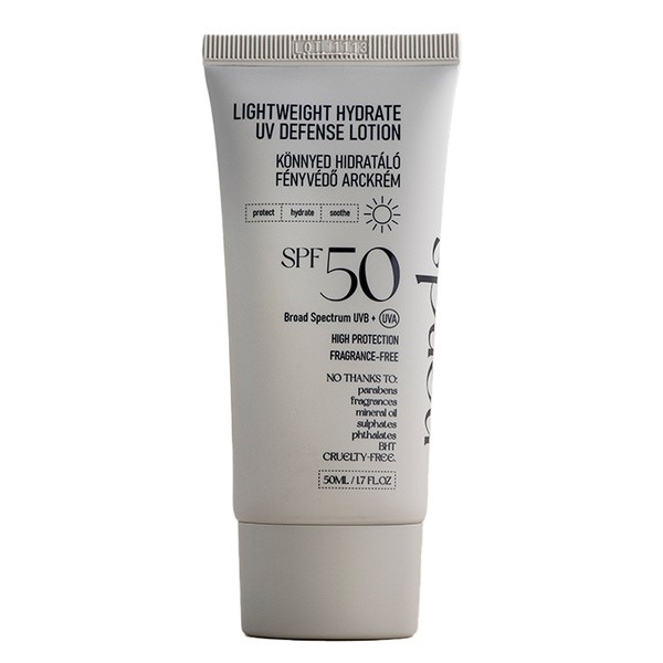 Nerds. Nerds Lightweight Hydrate UV Defense Lotion SPF 50, nawilżający krem przeciwsłoneczny, 50 ml — Składniki i ocena
