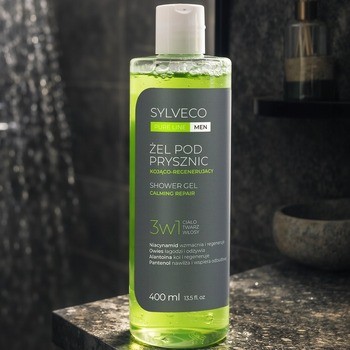 Sylveco Pure Line Men, żel pod prysznic 3w1, kojąco-regenerujący, 400 ml