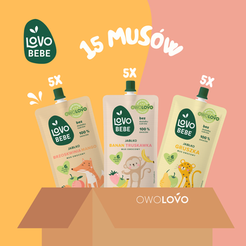 Owolovo Lovobebe, mus owocowy, mix smaków, 5 szt. x 3 (120 g)