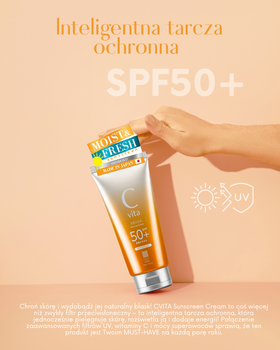 Meishoku C Vita Sunscreen Cream SPF50+, krem przeciwsłoneczny o aksamitnej, lekkiej konsystencji, 50 g