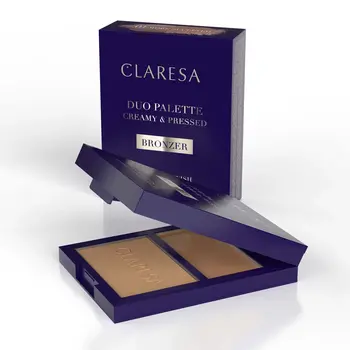 Claresa Duo Palette Creamy & Pressed, kremowo-pudrowa paleta bronzerów do konturowania, 01 More Sculpted, 8,5 g