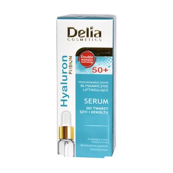 Delia Hyaluron Fusion 50+, serum przeciwzmarszczkowe do twarzy, szyi i dekoltu, 10 ml