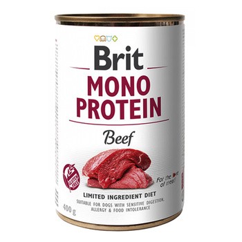 Brit Mono Protein Beef, monobiałkowa karma mokra dla psów z alergiami i nietolerancjami, 400 g