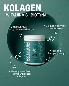 Noble Health Kolagen + witamina C i biotyna, proszek, 100 g