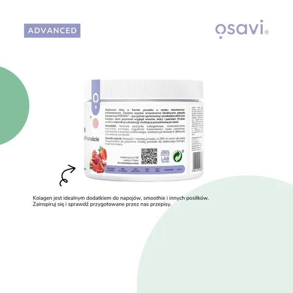 Коллаген Osavi Verisol, для волос, кожи и ногтей, ревень и клубника, порошок, 150 г — фото 8