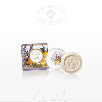 Saponificio Artigianale Fiorentino, naturalne mydło w ozdobnym pudełku, lawenda z cedrem, 100 g