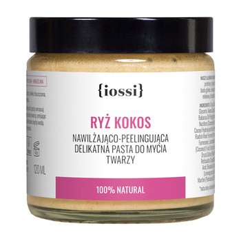 Iossi Ryż, Kokos, nawilżająco-peelingująca, delikatna pasta do mycia twarzy, 120 ml