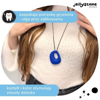 Jellystone Designs, silikonowy wisiorek-gryzak Kamyk, granatowy, 1 szt.