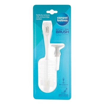 Canpol Babies, szczotka do butelek i smoczków z gąbką i przyssawką, 1 szt.