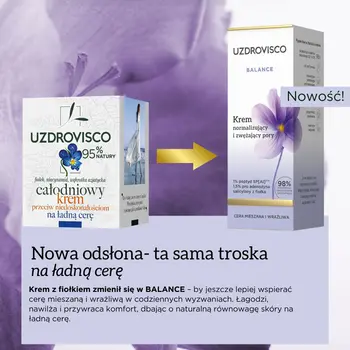 Uzdrovisco Balance, krem normalizujący i zwężający pory, 50 ml