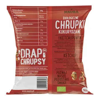 Naura, Drapi Chrupsy, bio chrupki o smaku ketchupowym, 50 g