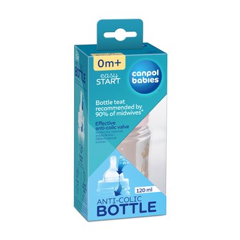 Canpol babies Easy Start Royal Baby, butelka szeroka, antykolkowa, różowa, 120 ml, 1 szt.