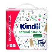 Cleanic Kindii Natural Balance, chusteczki dla niemowląt i dzieci, 6 x 60 szt.