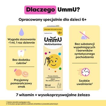 UmmU Multiwitamina 6+, płyn, smak pomarańczowy, 30 ml