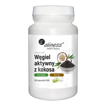 Aliness Węgiel aktywny z kokosa, kapsułki, 100 szt.