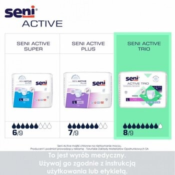 Seni Active Trio, elastyczne majtki chłonne, rozmiar L, 10 szt.