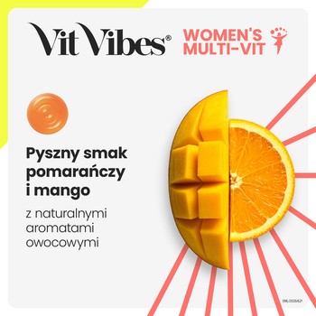 Vit Vibes Women's Multi-Vit, żelki, smak pomarańcza-mango, 60 szt.
