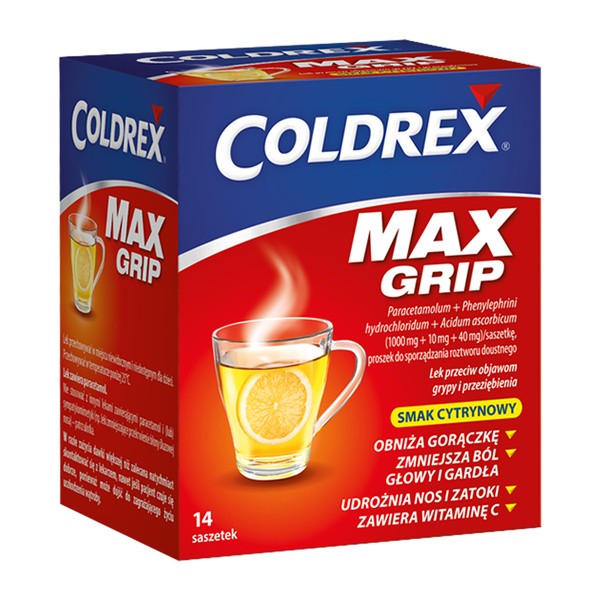 Coldrex MaxGrip proszek do sporządzania roztworu doustnego 14 sasz