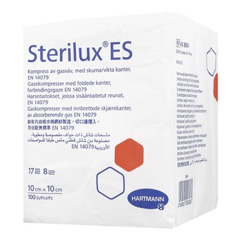 Kompresy niejałowe Sterilux ES, 17-nitkowe, 8 warstwowe, 10 cm x 10 cm, 100 szt.
