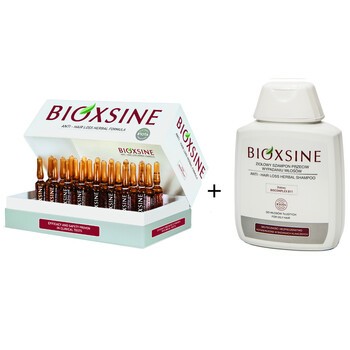 Zestaw Promocyjny Bioxsine, przeciw wypadaniu włosów, ampułki, 24 szt + szampon do włosów tłustych, 300 ml GRATIS