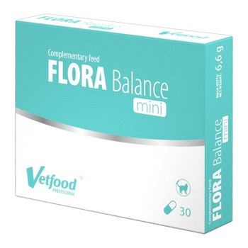 Vetfood Flora Balance mini, synbiotyk wspierający mikroflorę jelitową kotów, kapsułki, 30 szt. (blister)