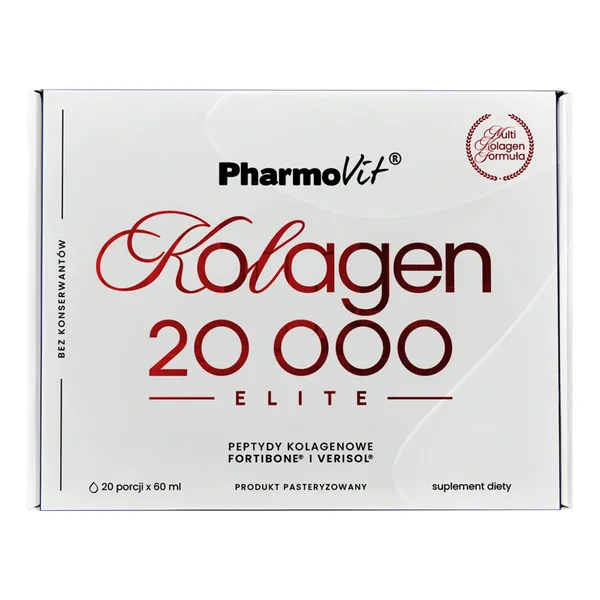 Коллаген PharmoVit 20000 Elite с витамином C, питьевой, 20 шотов по 60 мл