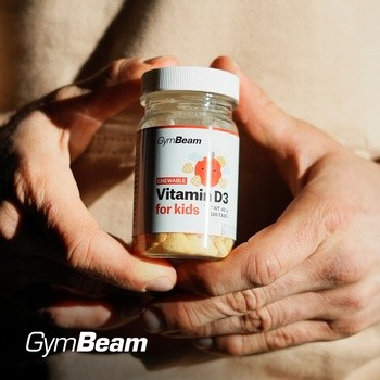 GymBeam Witamina D3 do ssania dla dzieci, tabletki, smak pomarańczowy, 120 szt.
