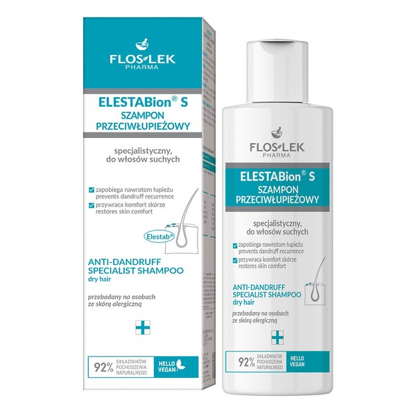 FlosLek Pharma Flos-Lek Elestabion S, szampon przeciwłupieżowy do włosów suchych,150 ml — Składniki i ocena