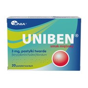 Uniben smak miętowy, 3 mg, pastylki twarde, 20 szt. https://azcdn.doz.pl/image/d/product/dfa6fb45-scale-180x180.png