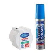 Zestaw Beauty Formulas, odświeżacz do ust, cool mint, 25 ml + Active, nić dentystyczna, miętowa woskowana, 200 m https://azcdn.doz.pl/image/d/product/264f1980-scale-180x180.png