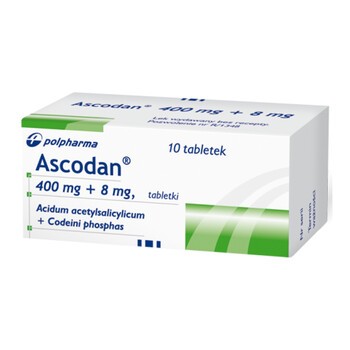 Ascodan, 400 mg + 8 mg, tabletki, 10 szt.