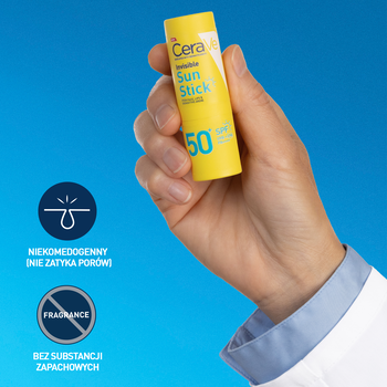 Cerave, niewidoczny sztyft przeciwsłoneczny SPF50+, 8 g
