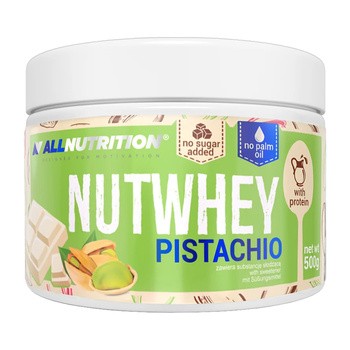 Allnutrition Nutwhey Pistachio, krem wysokobiałkowy pistacjowy o smaku białej czekolady, 500 g