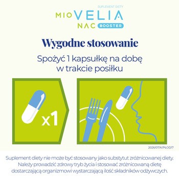 NutroPharma Miovelia NAC Booster, kapsułki, 15 szt.