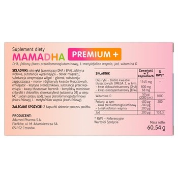 MamaDHA Premium+, kapsułki, 60 szt.