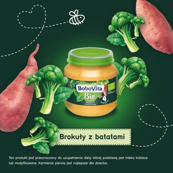 Zestaw 5x BoboVita Bio, obiadek brokuły z batatami, 4 m+