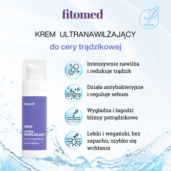 Fitomed, krem ultranawilżający do cery trądzikowej, Uczep trójlistny, 30 g