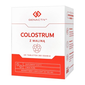 Genactiv Colostrum z maliną, tabletki do ssania, 60 szt.