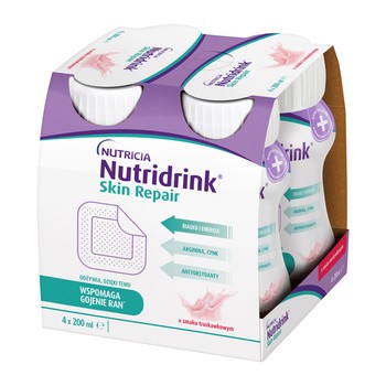 Zestaw 2x Nutridrink Skin Repair, smak truskawkowy, płyn, 4 x 200 ml + INTENO Soft Care, chusteczki pielęgnacyjne, 10 szt.