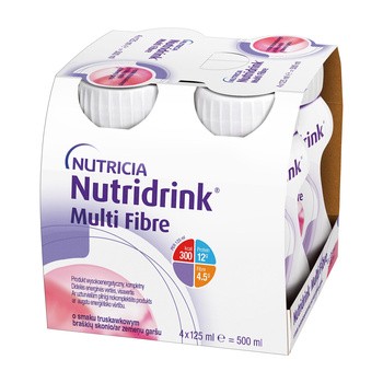 Zestaw 2x Nutridrink Multi Fibre, smak truskawkowy, płyn, 4 x 125 ml + INTENO Soft Care, chusteczki pielęgnacyjne, 10 szt.