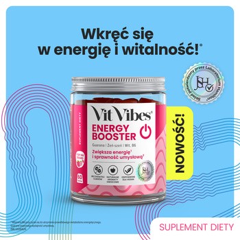 Vit Vibes Energy Booster, żelki, smak truskawkowy, 60 szt.