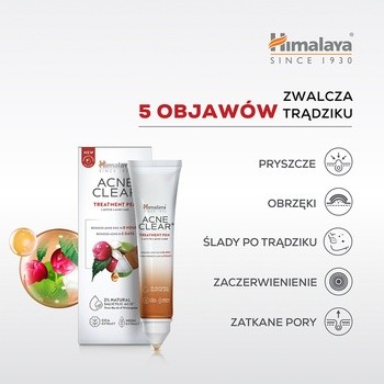 Himalaya Acne Clear+, punktowy preparat na zmiany trądzikowe, 15 ml