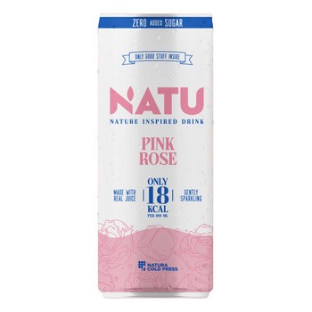 Natu Pink Rose, napój gazowany o smaku różanym, 250 ml