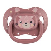 Canpol Babies Cute Animals, smoczek uspokajający, silikonowy symetryczny, 6-18 m, różowy, 1 szt.